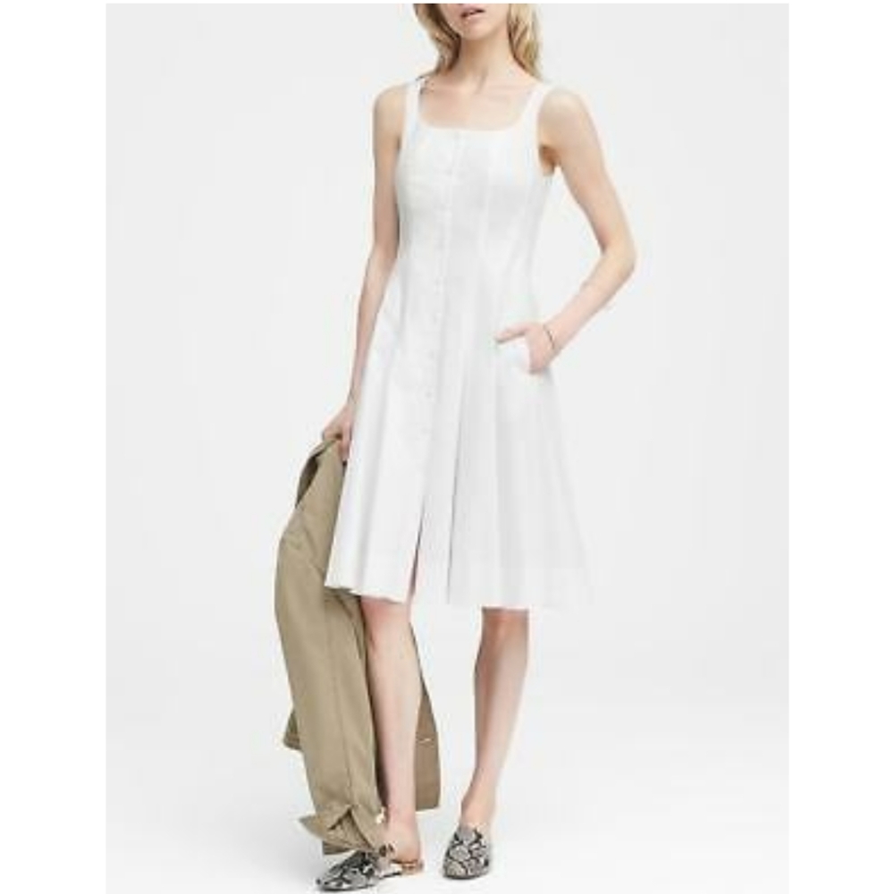 Banana Republic White Tank Button Up Dress 10